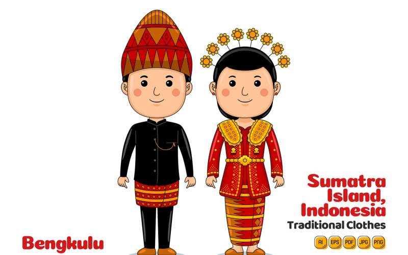 Bengkulu Indonesia Traditional Cloth Vector Graphic