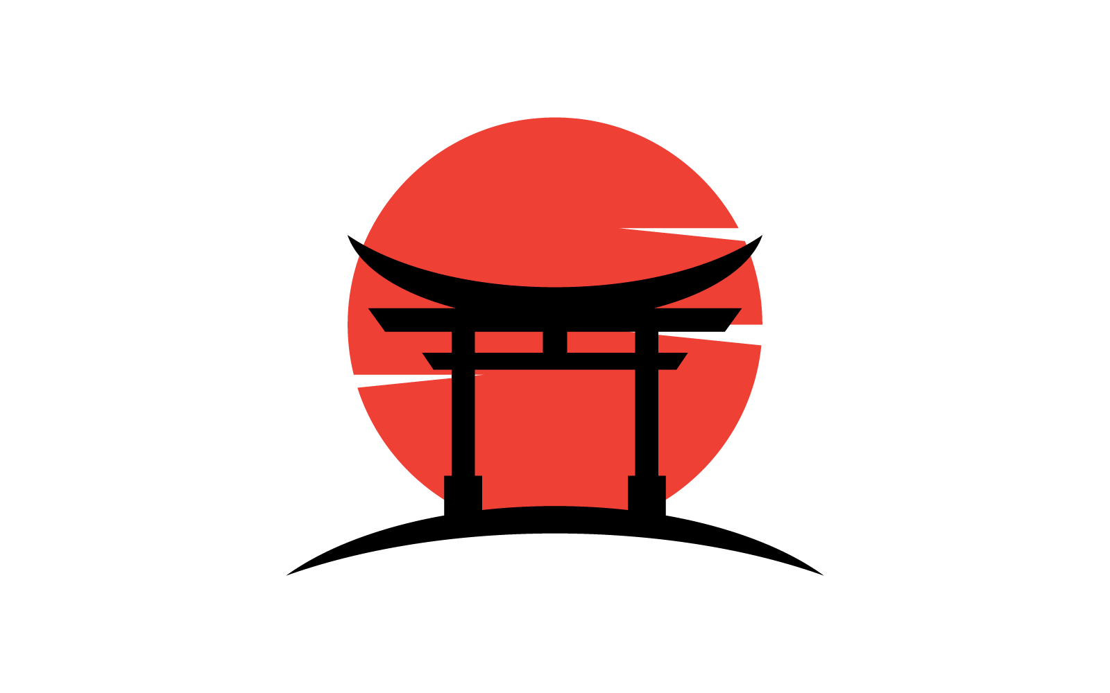 牌坊门和太阳插图标志矢量设计