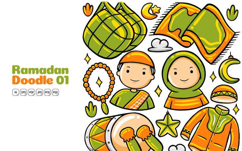 Ramadan Doodle Vector Pack #01 Vector Graphic
