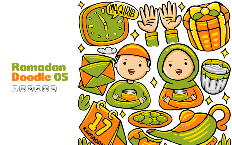 Ramadan Doodle Vector Pack #05 Vector Graphic