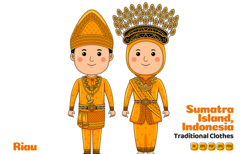 Riau Indonesia Traditional Cloth Vector Graphic
