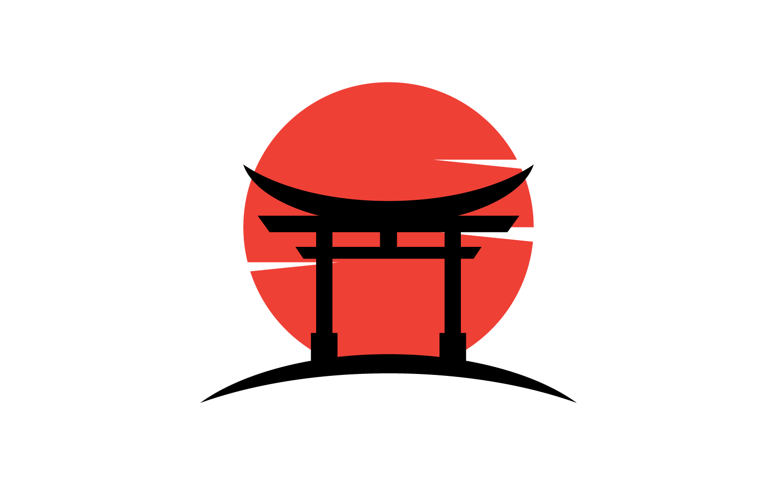 Torii gate and sun illustration logo vector design
