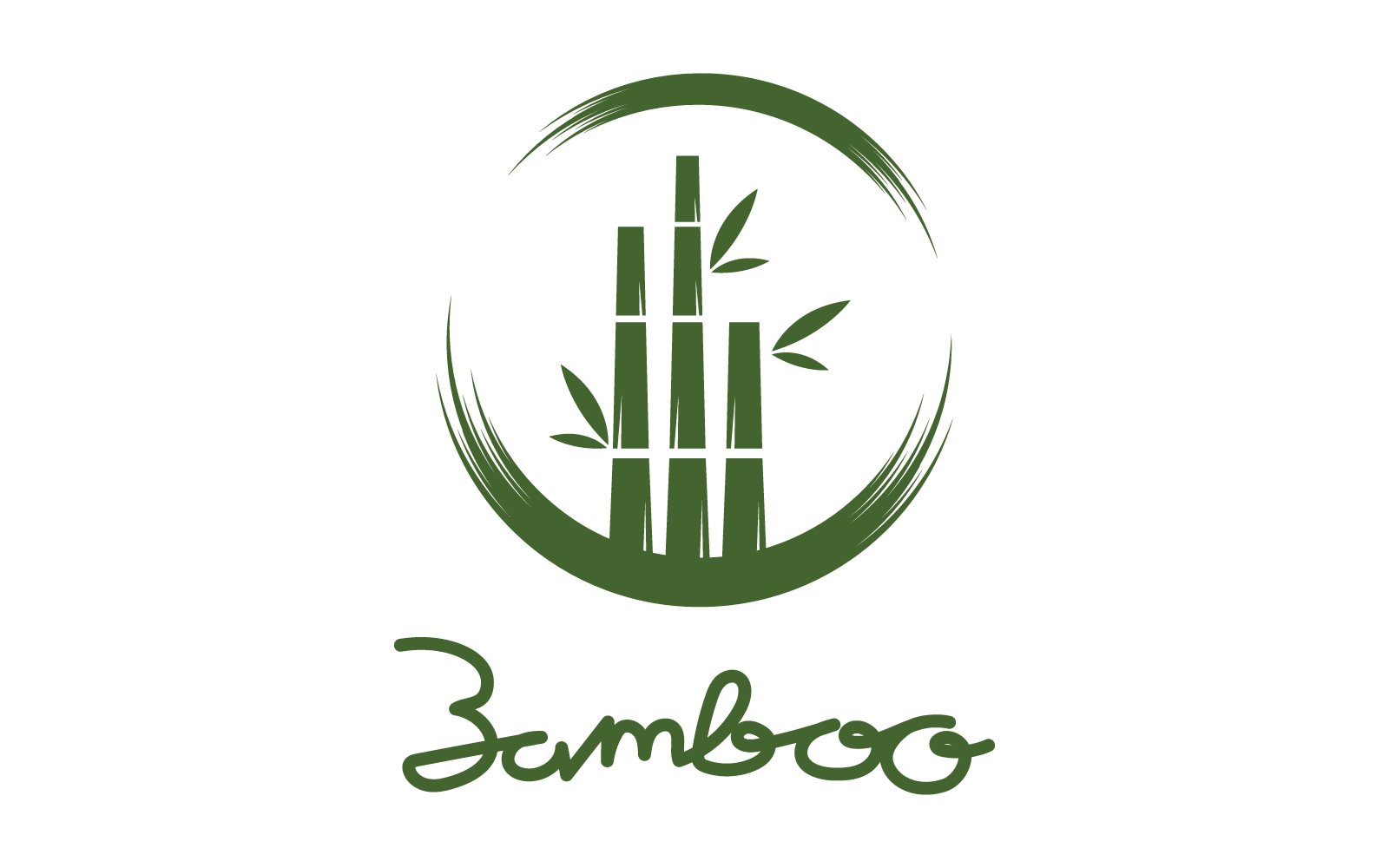 Bamboo with green leaf logo illustration vector flat design template