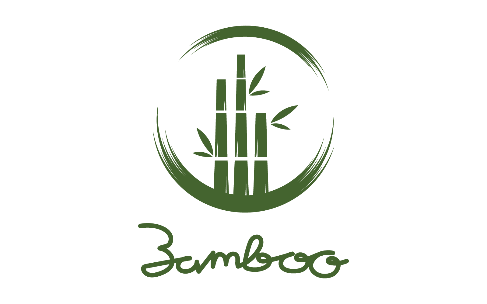 Bambus z zielonym liściem logo ilustracja wektor Płaska konstrukcja szablonu