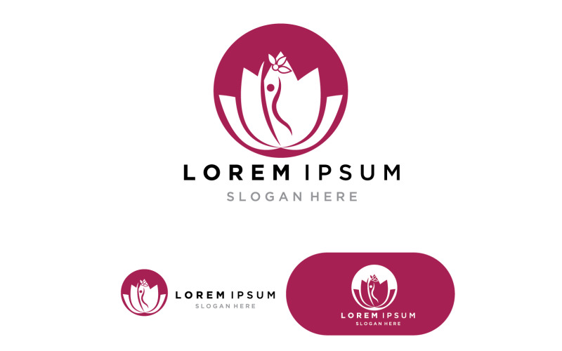 Lotus yoga logo design stock. human meditation in lotus 1 Logo Template