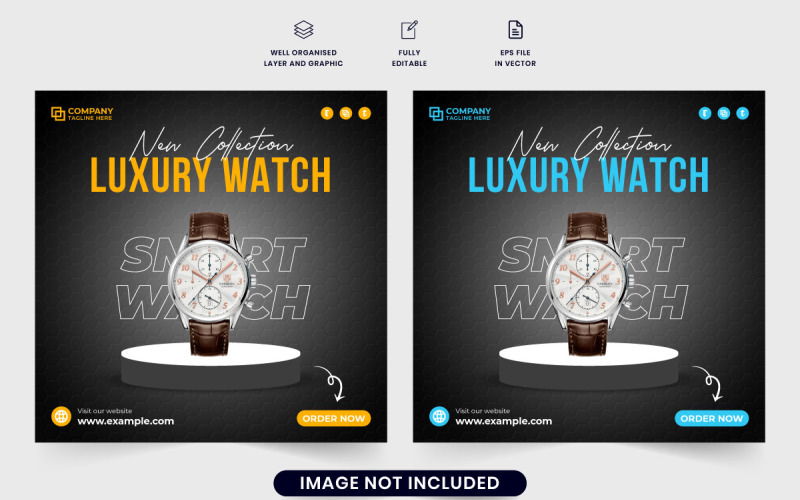 Wristwatch sale social media post vector design Social Media