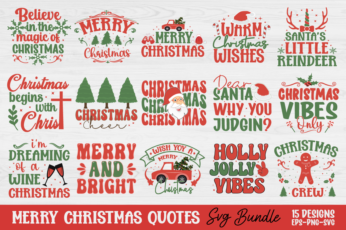 Merry Christmas Quotes SVG Bundle