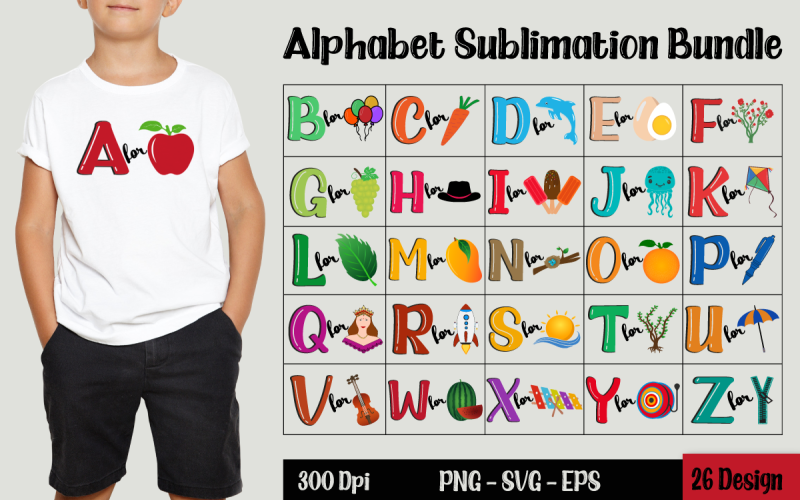 Alphabet Sublimation Bundle Illustration
