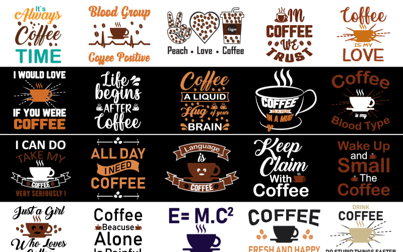 Coffee Quotes Sublimation Bundle Illustration