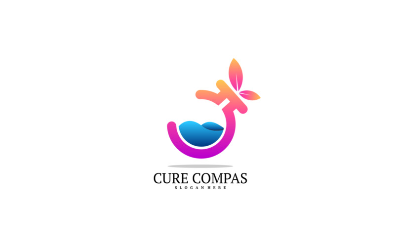 Cure Compass Gradient Logo Logo Template