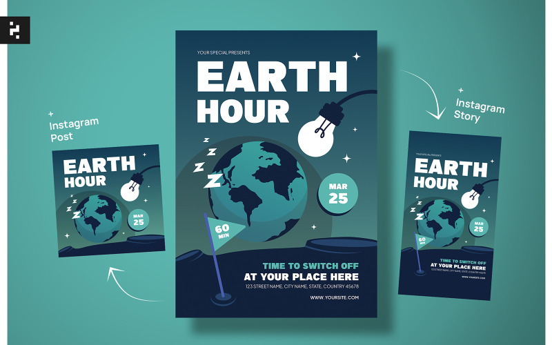 Earth Hour Flyer Template Corporate Identity