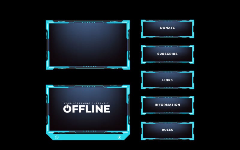 Live streaming overlay template vector Vector Graphic