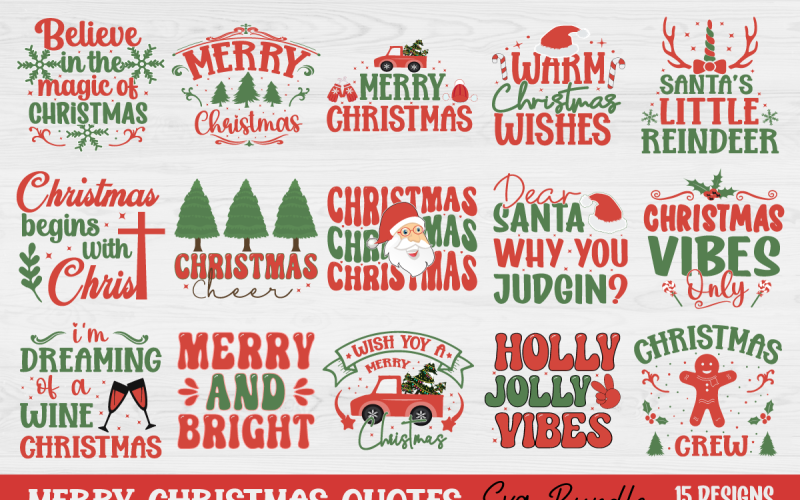 Merry Christmas Quotes SVG Bundle Illustration