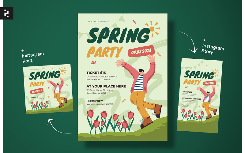 Spring Party Flyer Template Corporate Identity