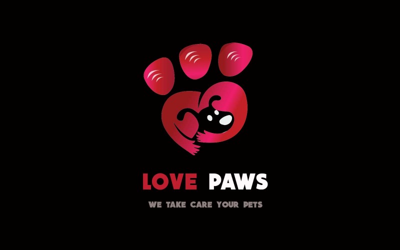 veterinary love Paws Logo Logo Template