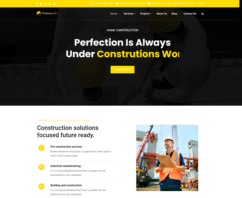 Washington Construction Building Html Template