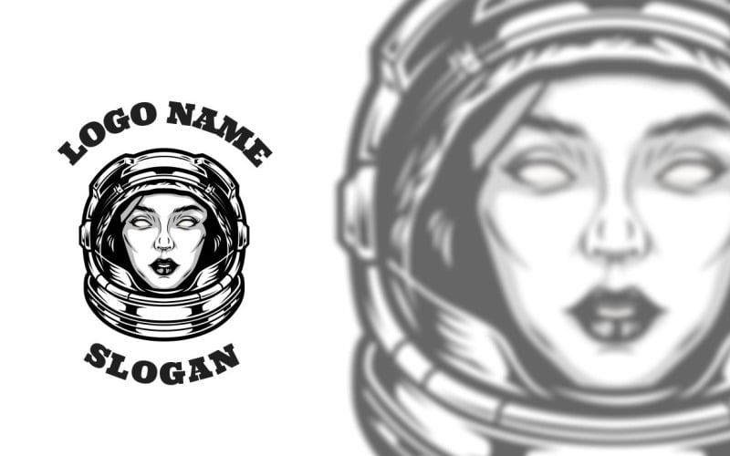 Female Astronaut Graphic Logo Design Logo Template