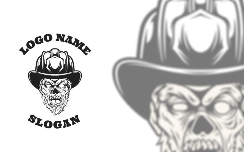 Zombie Firefighter Graphic Logo Design Logo Template