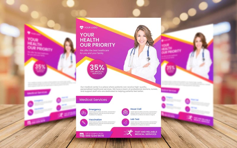 Medical Service Flyer Template Design Corporate Identity