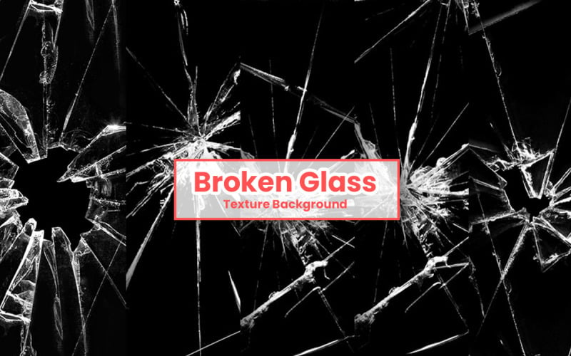 Broken glass dark background. Damaged glass texture Background