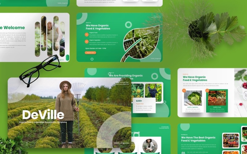 Deville - Organic Food & Vegetables Googleslide Template Google Slide