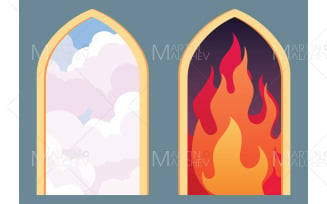 Heaven and Hell Vector Illustration
