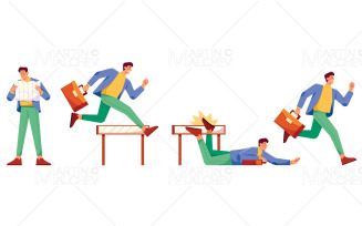 Man Running Jumping Falling Searching Vector Illustration