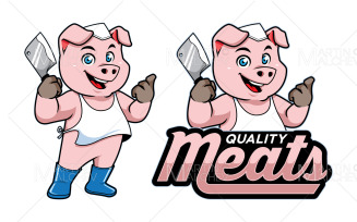 Meat Shop Mascot Vector Illustration