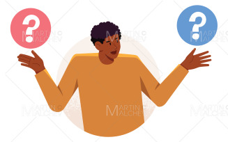 Puzzled Confused Man Vector Illustration