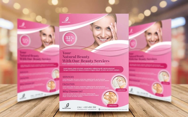 Beauty Flyer Template Design Corporate Identity