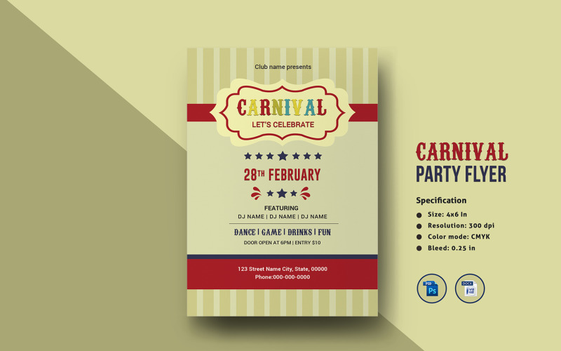 Carnival Party Invitation Flyer Template Corporate Identity