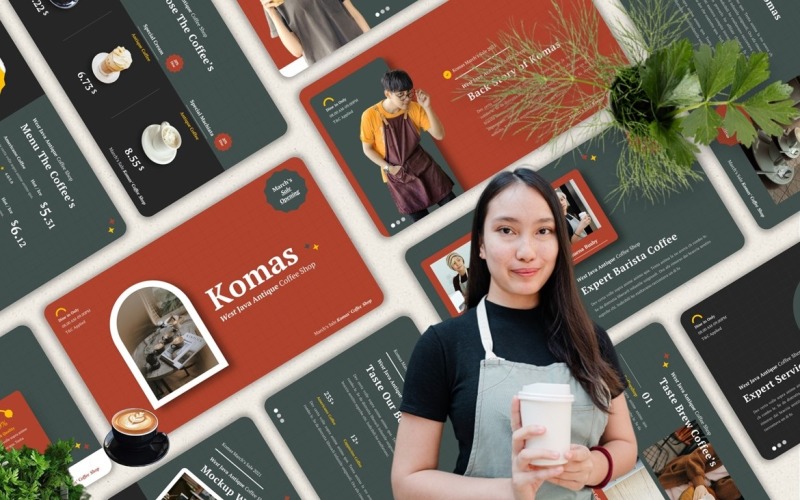 Komas - Coffee Shop Googleslide Template Google Slide