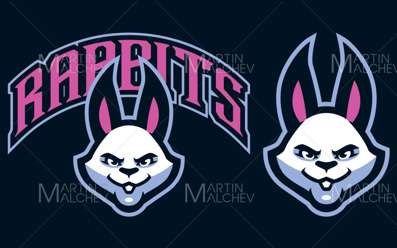 Rabbits Team Mascot Vector Illustration