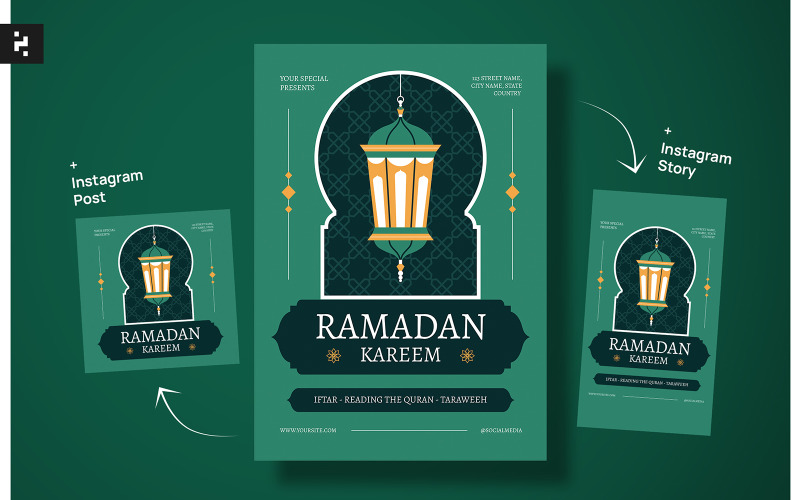 Simple Green Ramadan Kareem Flyer Corporate Identity