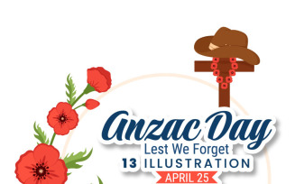 13 Anzac Day of Lest We Forget Illustration