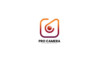 Pro Camera Line Art Gardient Logo