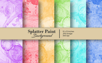 Abstract Paint Splatter Digital Paper Background. Watercolor ink splatter texture