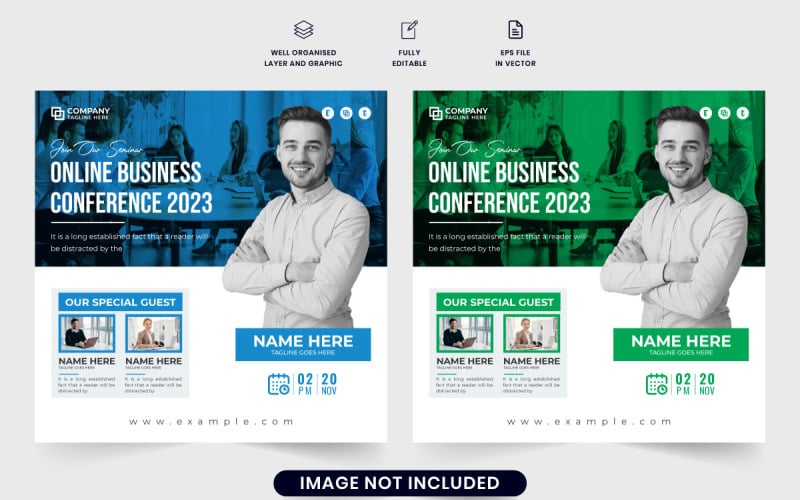 Business promotion webinar poster vector Social Media