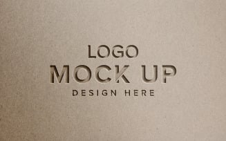 Debossed effect logo mockup with cut out paper texture background