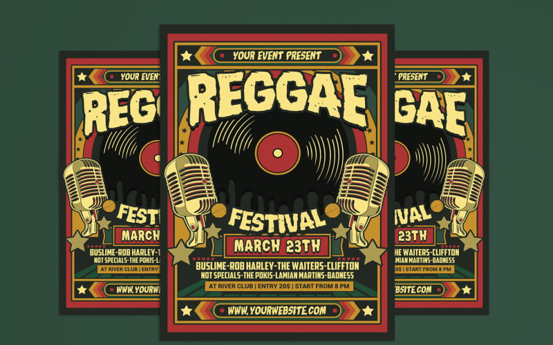 Reggae Music Flyer Template Corporate Identity