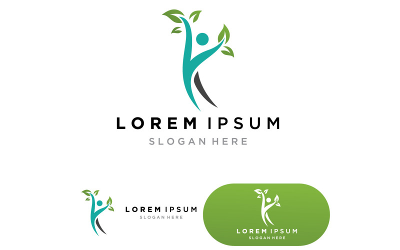 Human caracter,health people and leaf logo v1 Logo Template