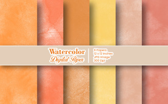 Orange pastel Watercolor digital paper or splashing texture background