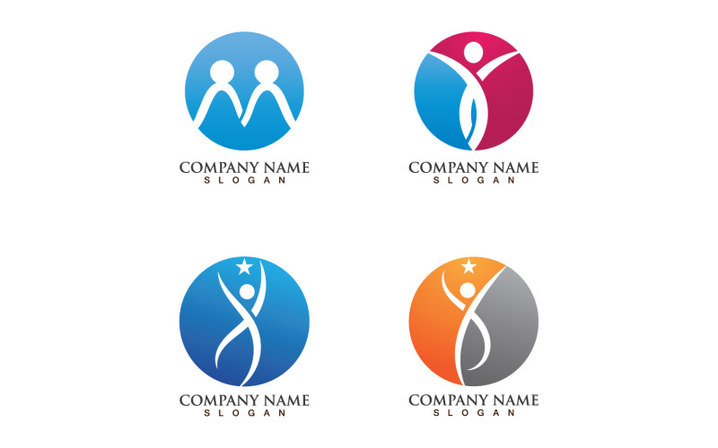 Human caracter health success people star business template design v35 Logo Template