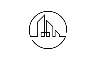 Modern line art City design logo template v10