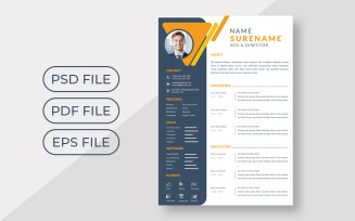 Resume Layout with Sidebar and Orange Elements Psd