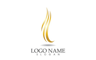 Hair wave gold line logo vector template design v1