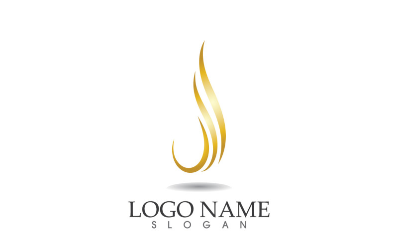 Hair wave gold line logo vector template design v3 Logo Template