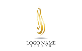 Hair wave gold line logo vector template design v4