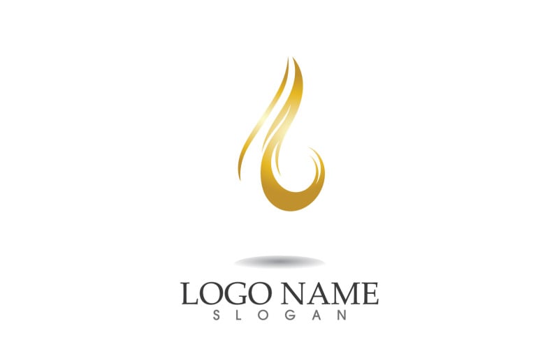 Hair wave gold line logo vector template design v5 Logo Template