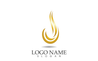 Hair wave gold line logo vector template design v10
